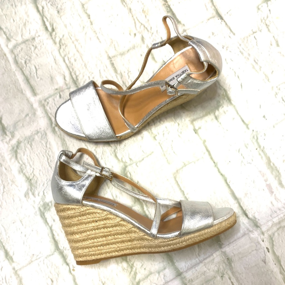 Tabitha Simmons silver wedge sandals